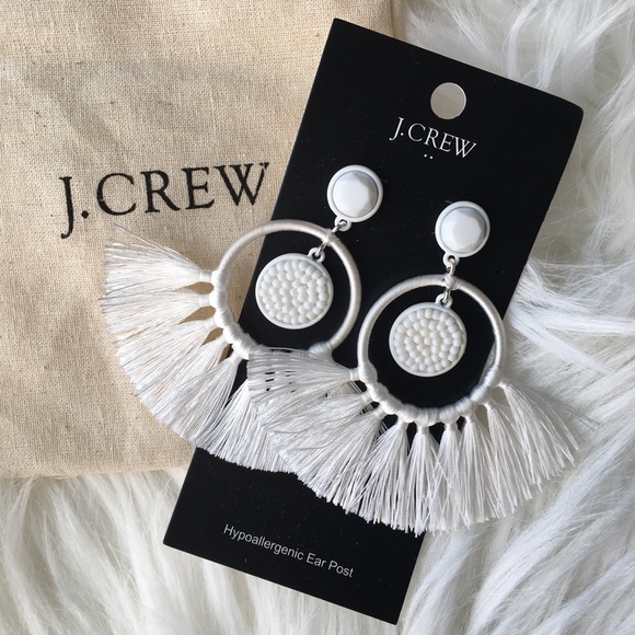 J. Crew Jewelry - J. Crew White Tassel Earrings